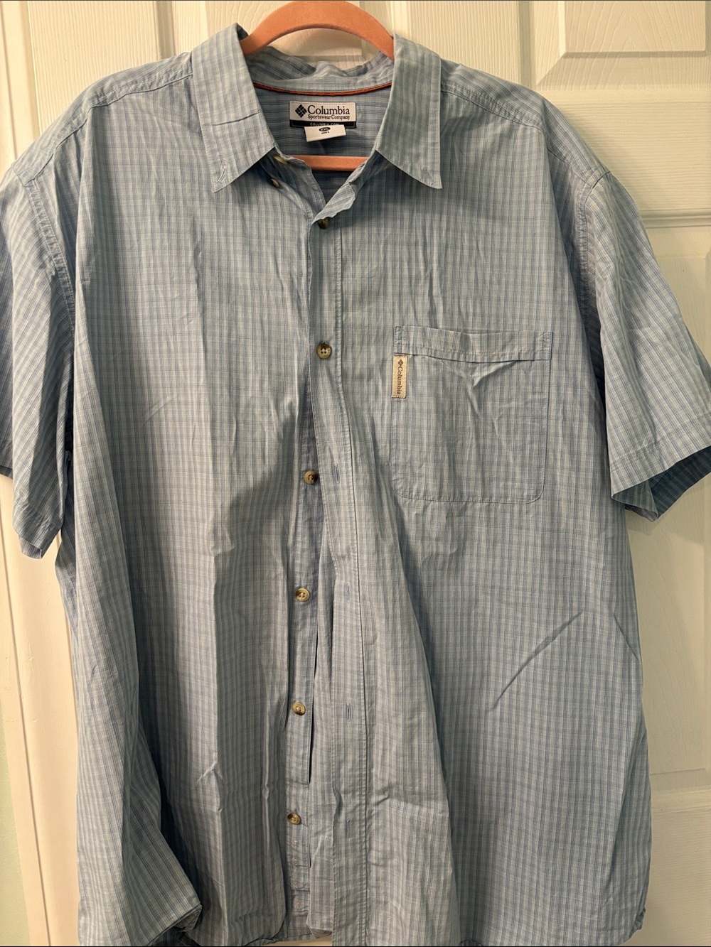 Columbia Men's Pale Blue Short-Sleeve Button Down Shirt Sz XXL